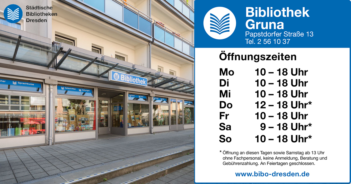 Foto der Außenansicht Gruna und die neuen Öffnungszeiten