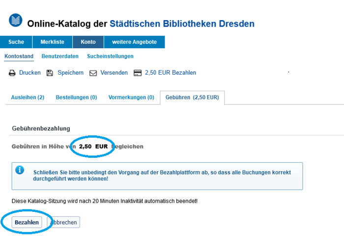 Übersicht der Gebührenhöhe
