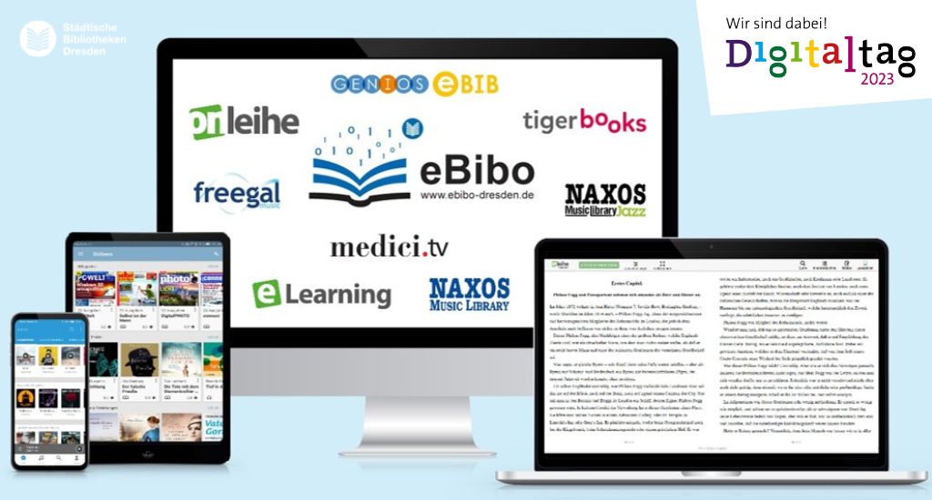 Mockups der digitalen Angebote der eBibo.
