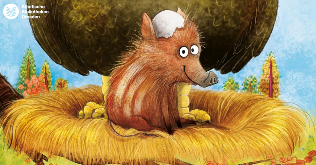 Gezeichnetes Cover mit einem kleinen Wildschwein.